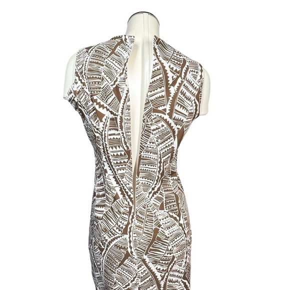 J. MCLAUGHLIN Brown White Tropical Sleeveless Anne Sheath Dress Size 8 - Picture 6 of 16